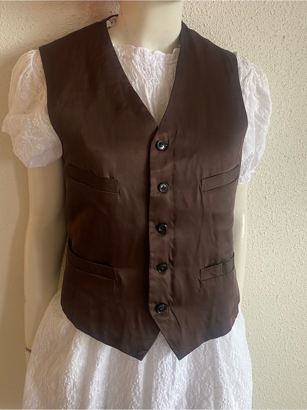 Golden Swallow Fur Lined Brown Vest Women’s M Vintage Western Boho